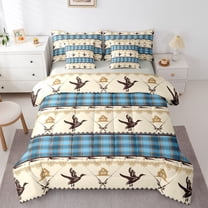 Castle Fairy Mallard Duck Twin Bedding Sets,Abstract Geometric Plaid Bedding Comforter Set