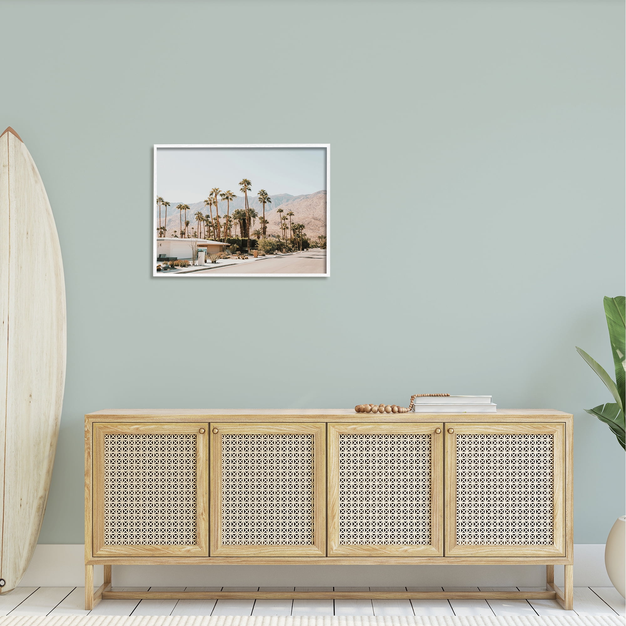 Stupell Summer Villa Town Palm Trees Landscape Photography White Framed Art Print Wall Art