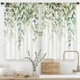 thumbnail image 5 of Sage Green Eucalyptus Leaves Kitchen Curtains Flower Watercolor Floral Spring Botanical Rod Pocket Plant Cafe Curtains for Bathroom Living Room Window Drapes Treatment Fabric 27.5 x 39 Inch, 5 of 6