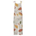 thumbnail image 4 of clear Usmixi Jumpsuits for Women Beach Vacation Fashion Loose Pocket Cotton Linen Wide Leg Baggy Strap Jumpsuits Overalls Summer Formal Leaves Print Round Neck Sleeveless Long Rompers Yellow s, 4 of 5