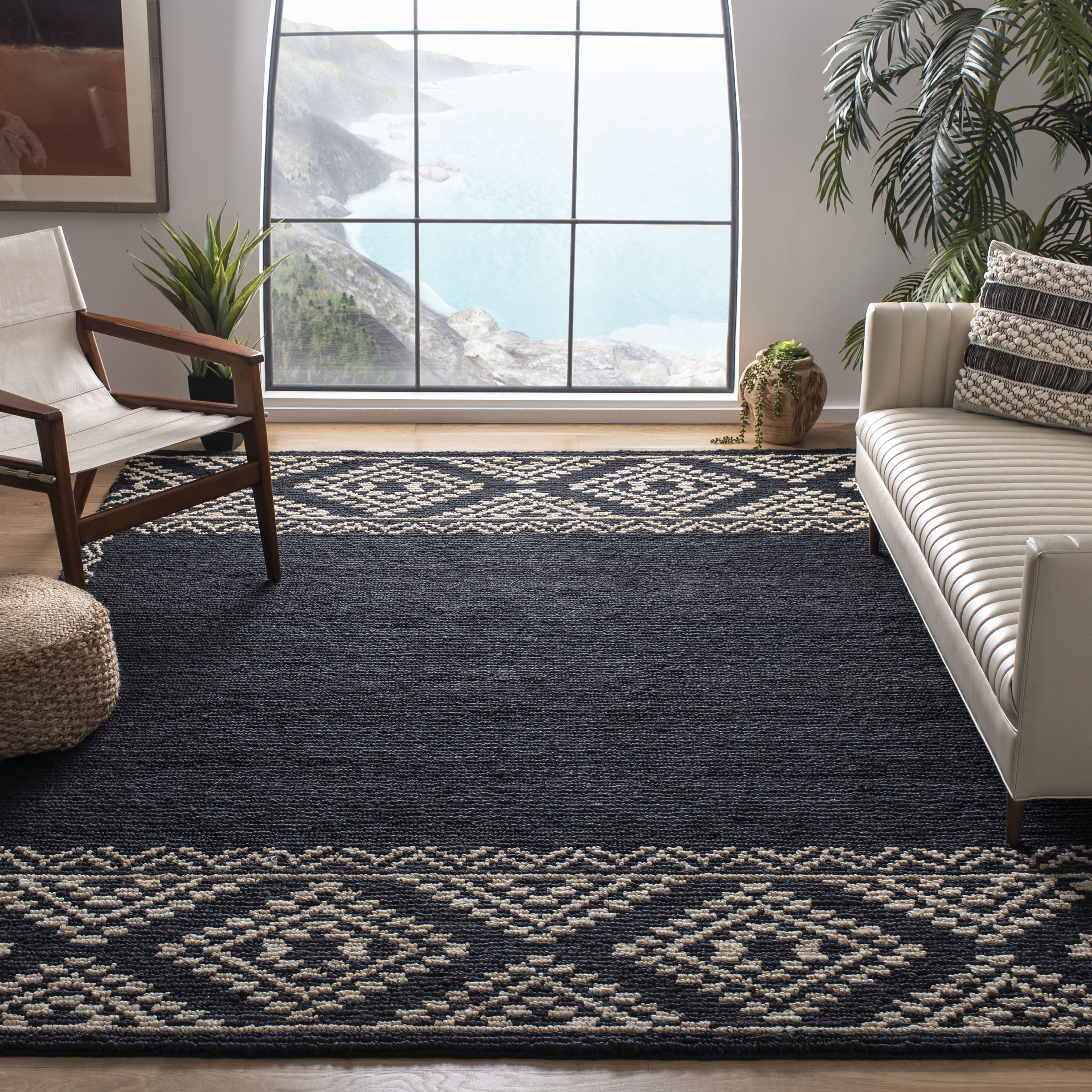 SAFAVIEH Natural Fiber Arianne Geometric Area Rug, Black, 8' x 10'