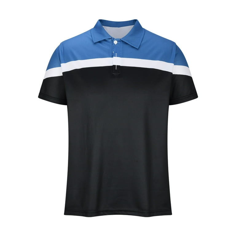 ZCFZJW Polo Shirts for Men Casual Striped Print Summer Short Sleeve Lapel Collar V Neck 1/4 Zip up Workout T-Shirts Trendy Moisture Wicking Tops Blue ZCFZJW Polo Shirts for Men Casual Striped Print Summer Short Sleeve Lapel Collar V Neck 1/4 Zip up Workout T-Shirts Trendy Moisture Wicking Tops Blue