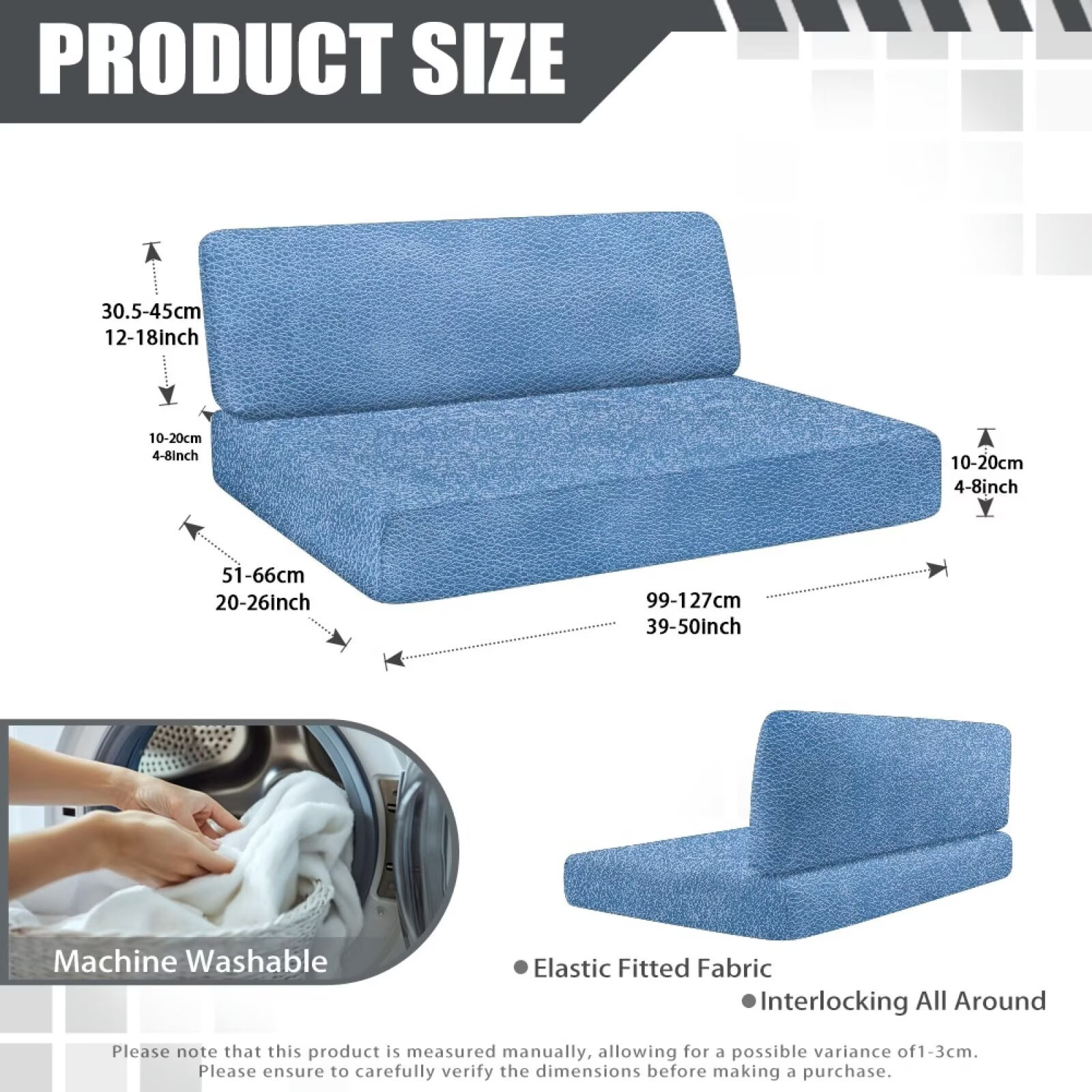 XYZCANDO Blue RV Dinette Cushions Camper Accessories Universal Slip Covers for Loveseat Stretchable Couch Cushion Covers Comfortable Furniture Covers for Sofa and Loveseat
