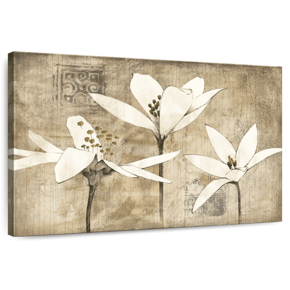 Elephant Stock Pencil Floral Iii Wall Art - Horizontal Canvas Wall Art - Living Room Wall Decor - Floral And Botanical Canvas - Brown And Gray Decor By Avery Tillmon - 12" x 8"