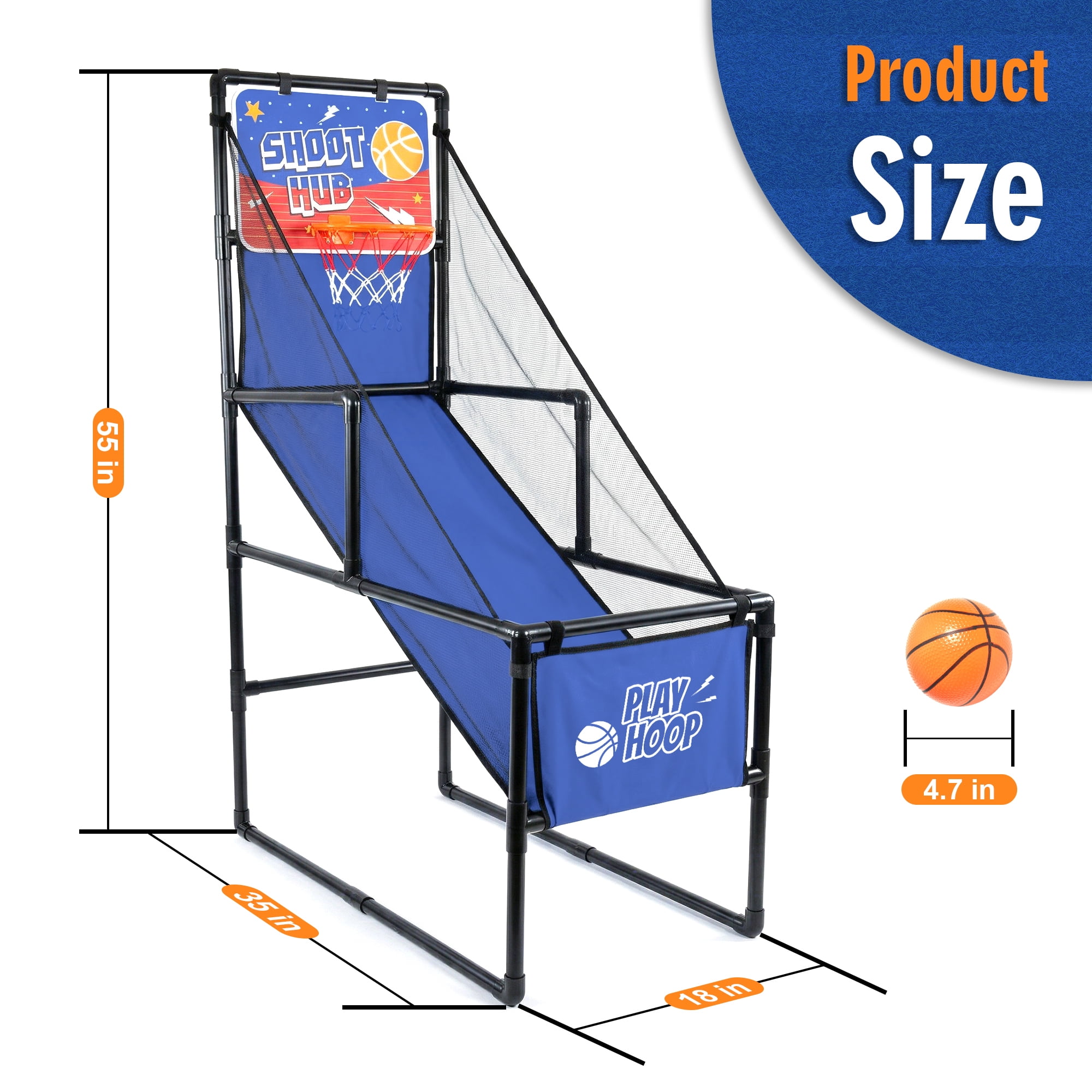 Leumius Basketball Arcade Game Indoor Outdoor,Kids Basketball Hoop with 2 Balls & Pump,Single Shot Basketball Game at Home, Carnival Games Sport Toys for Boys Girls Teens,Blue