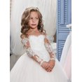 thumbnail image 2 of Lace Embroidery Sheer Long Sleeves Kids Trailing Gowns, 2 of 6