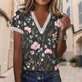 thumbnail image 3 of Blusas elegantes para mujer, túnica con cuello en V de encaje, camisetas informales, camisetas sin mangas, ropa femenina FLhrweasw Nuevo, 3 of 9