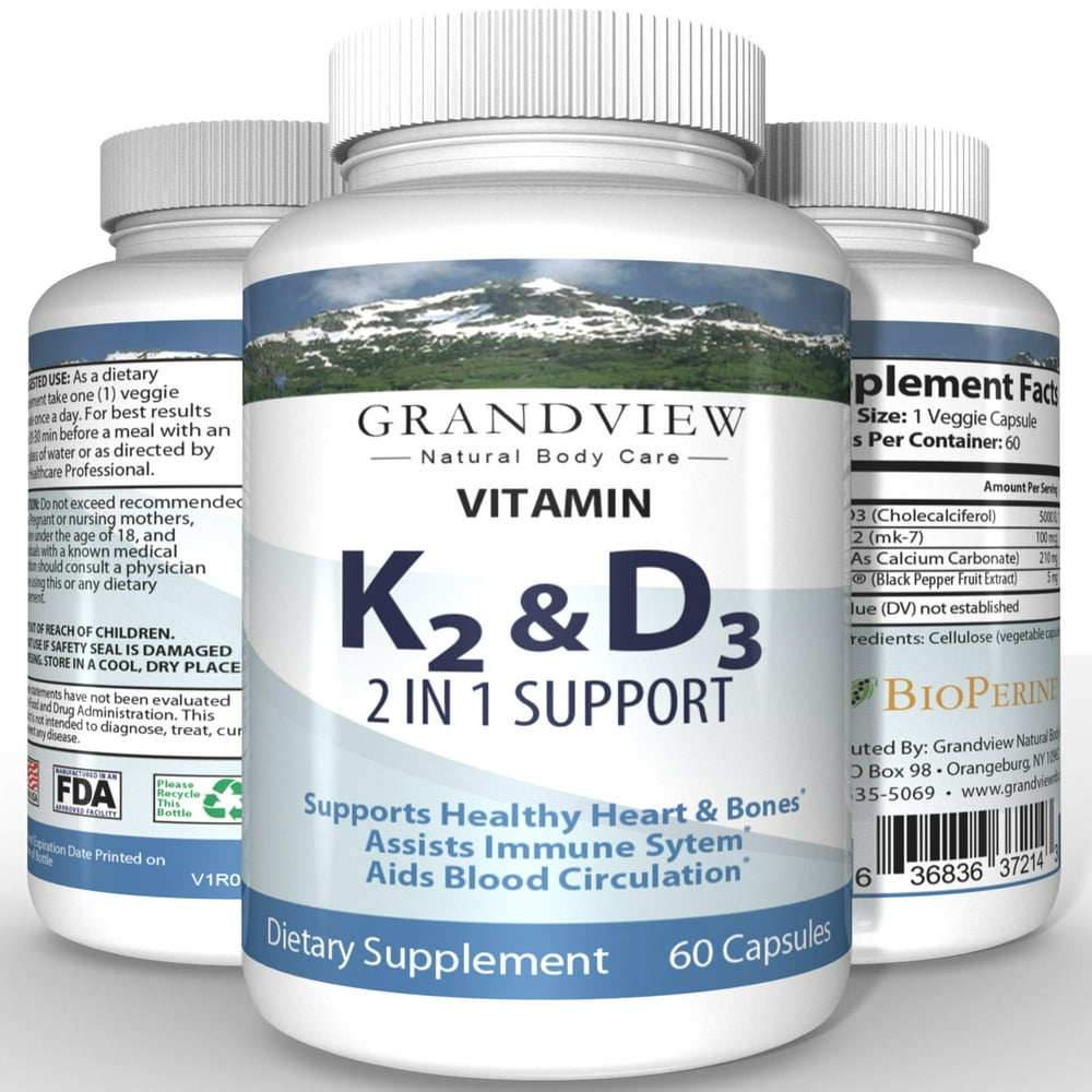Vitamin K2/D3 Aids Calcium Absorption. Supports Heart Health