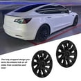 thumbnail image 3 of 4 Pcs Wheel Hub Cap 18in Wheel Hub Full Wrap Rim Cover Trim Protector Replacement for Tesla Model 3 2017 to 2023 Glossy Black, 3 of 14