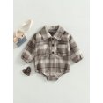 thumbnail image 3 of Baby Boy Plaid Shirt Romper 6M 12M 18M 24M Flannel Long Sleeve Oversized Tops Infant Button Down Fall Clothes, 3 of 10