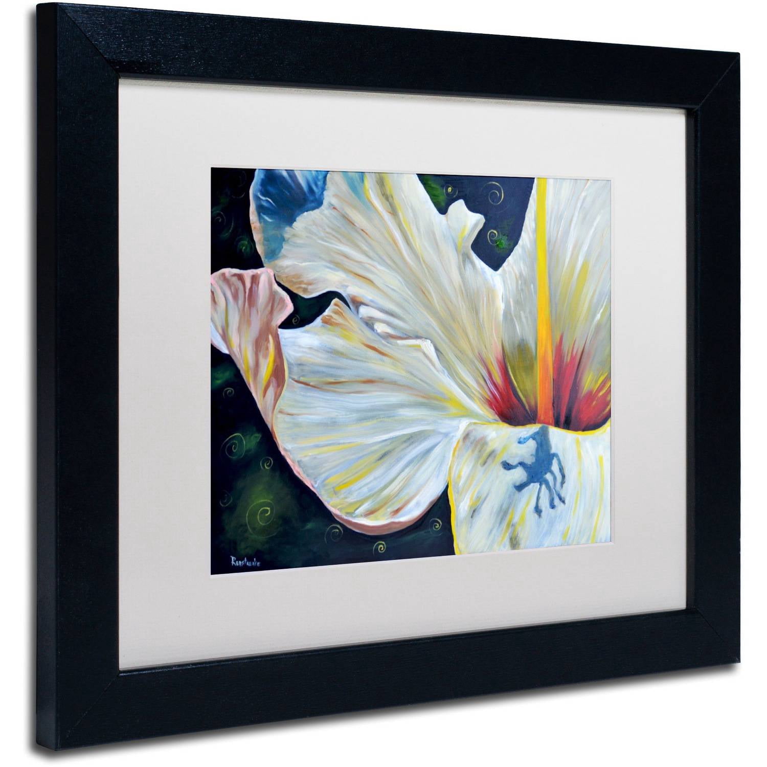 Trademark Fine Art "Hibiscus" Canvas Art by Jennifer Redstreake White Matte, Black Frame