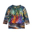 thumbnail image 4 of Abcomgle Halloween Shirts for Kids Girls Spooky Witches Gather Tee Shirts for Girls Crewneck 3/4 Sleeve Tshirts for Girls Fall Funny Holiday Blouses for Girls,10-11 Years, 4 of 4