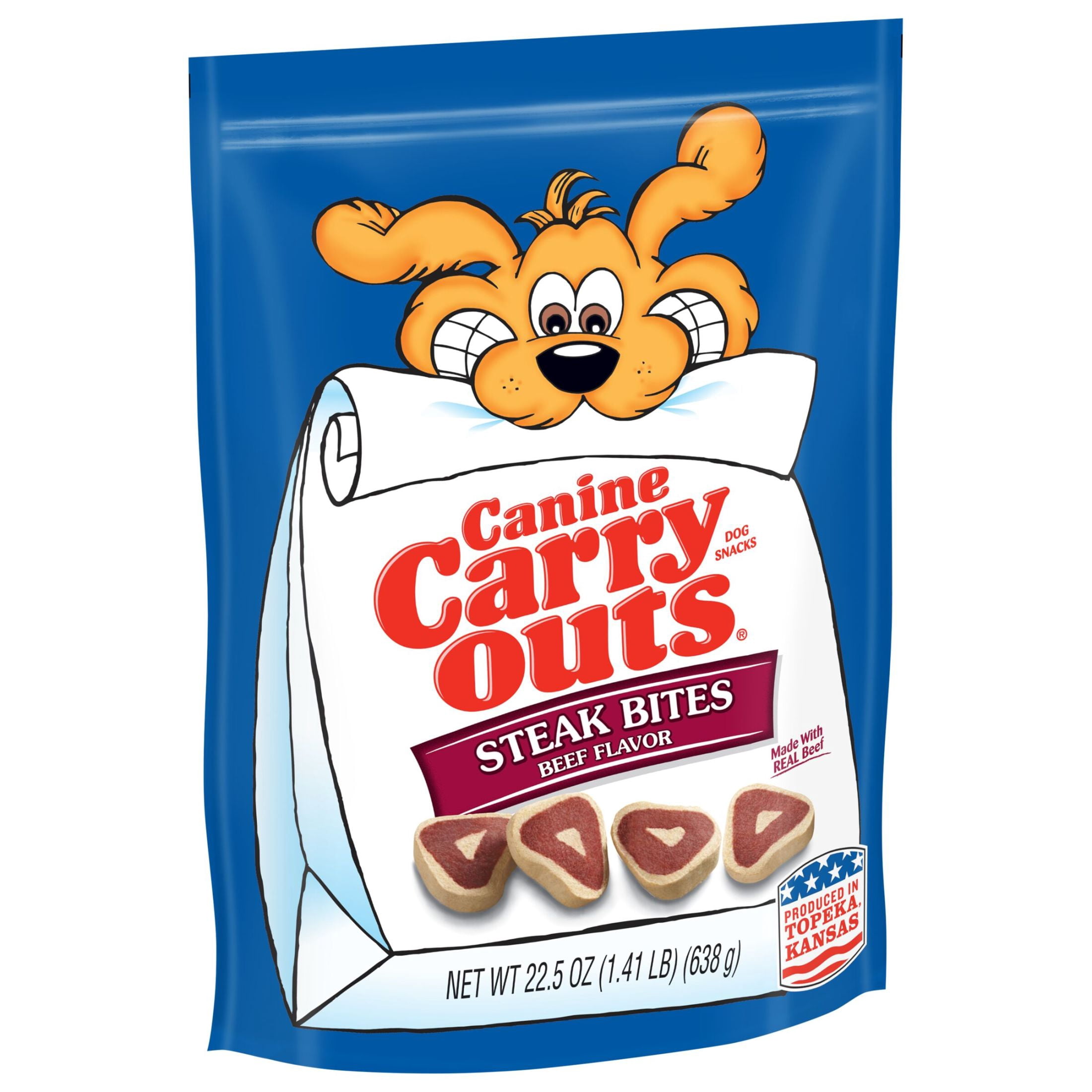 (2 pack) Canine Carry Outs Steak Bites Beef Flavor Dog Treats, 22.5oz Bag