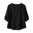 thumbnail image 4 of Wutalume Women's 3/4 Sleeve Button Down Top - Casual Cotton Blouse with Front Button Closure, 3/4 Sleeve Blouses for Women, Womens Summer Tops Lightweight,Black XL, 4 of 8