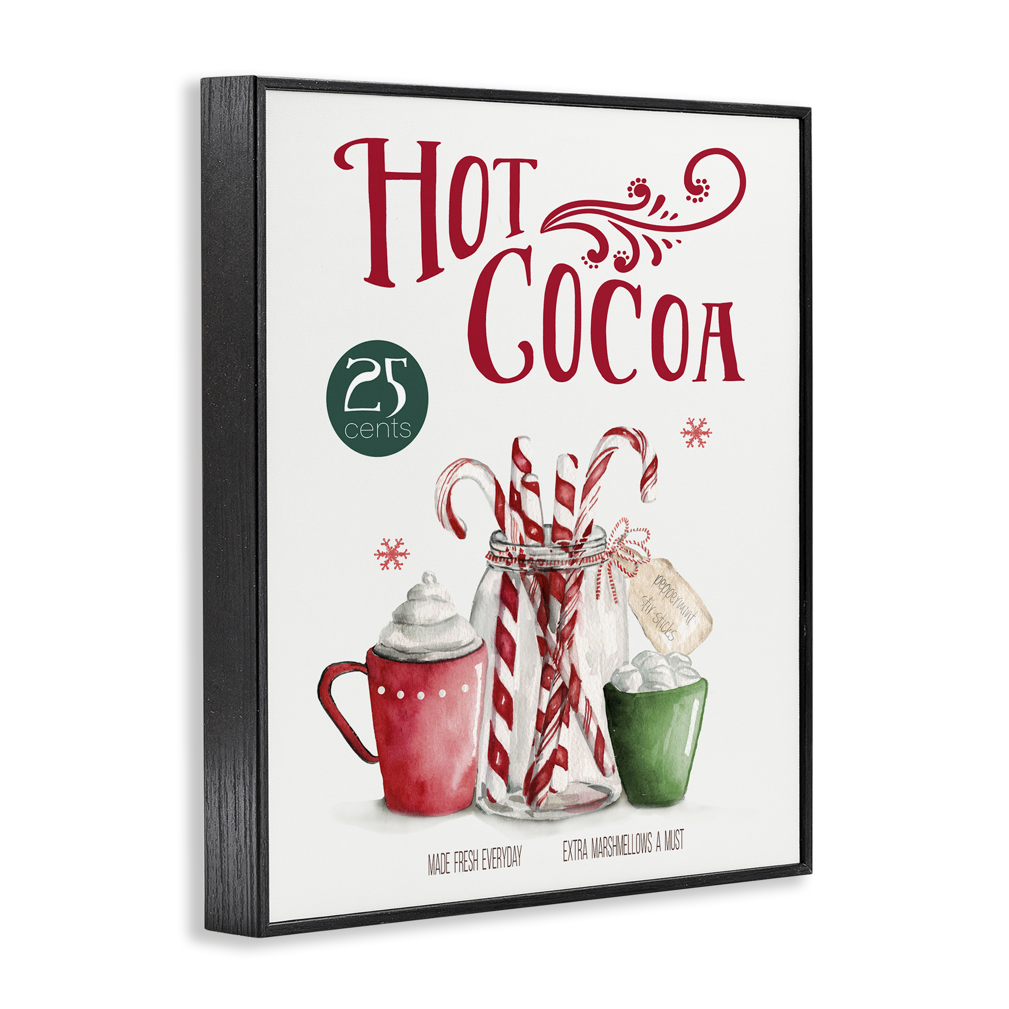 Stupell Industries Vintage Winter Hot Cocoa Holiday Painting Black Framed Art Prints Wall Art, 16 x 20