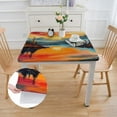 thumbnail image 2 of Acheng Sunset Lake Mountains Square Fitted Tablecloth 100% Polyester Fiber 40*40, 2 of 8