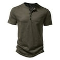 thumbnail image 2 of LIIPEE Summer Short Sleeve Tees For Men Solid Color Henley Neck Casual T Shirts Male Comfortable Breathable Versatile Tshirt,M, 2 of 5