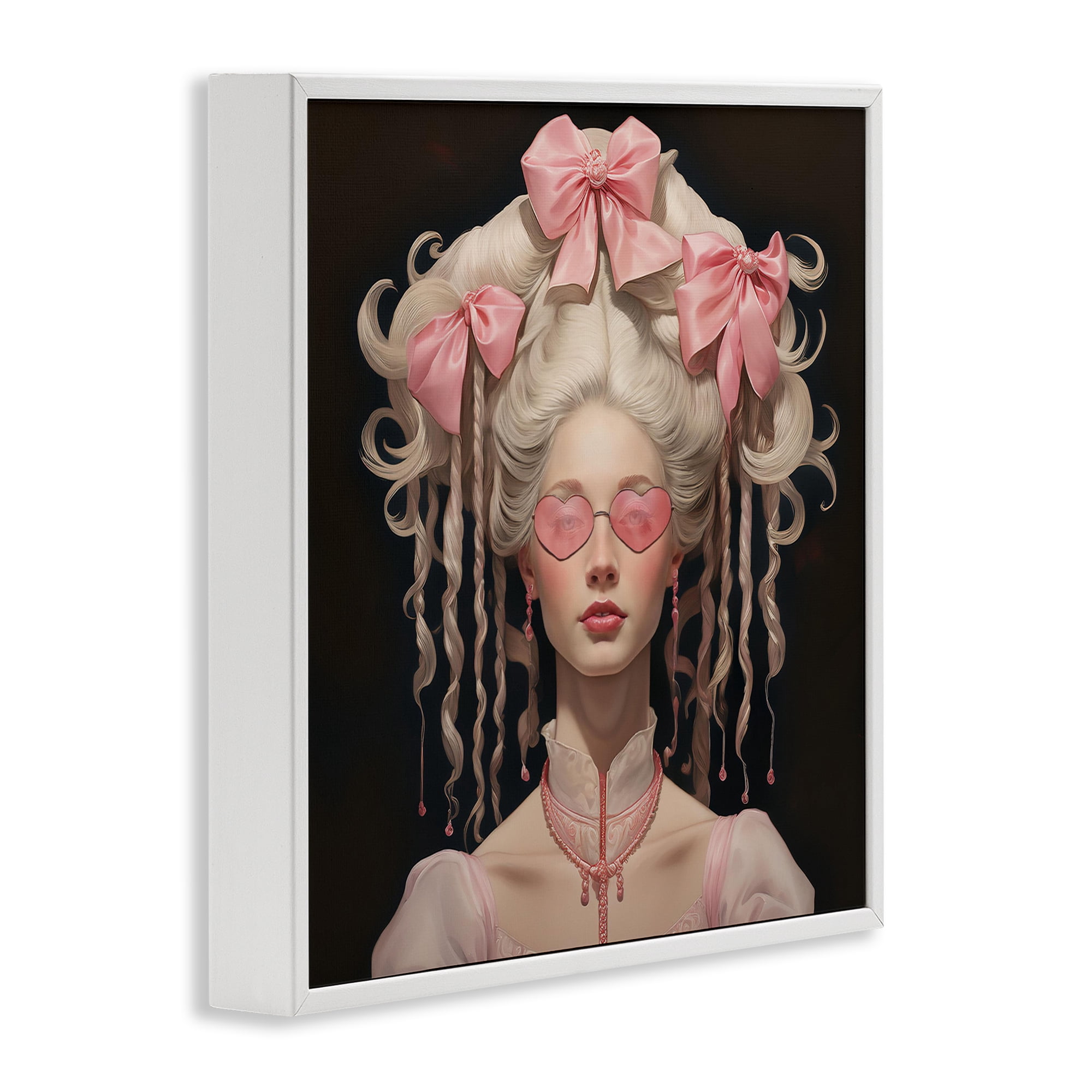 Stupell Industries Rococo Woman Opulent Ribbons White Framed Giclee Art, design by Grotto Studios