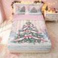 thumbnail image 3 of Erosebridal Winter Christmas Zipper Queen Comforter Set with Fitted Sheet and 2 Pillowcases, Bowknot Pine Tree Zipper Bedding Set, White Pink, Pink Reversible, 4pcs, 3 of 7