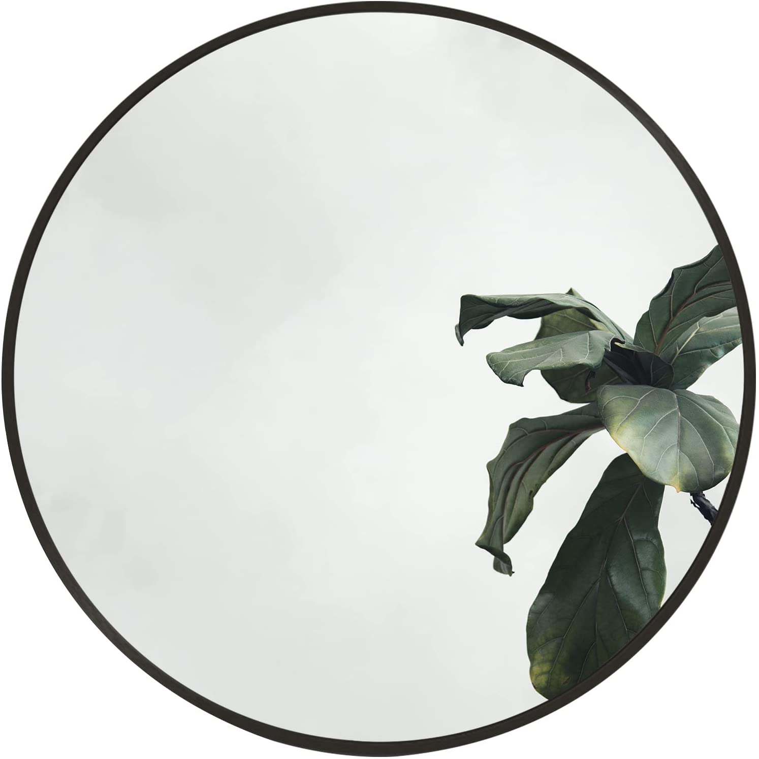 MAYEERTY 20 Inch Round Black Metal Bathroom Mirror