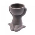 thumbnail image 1 of Ceramic Flower Pot Character Sitting Posture Sculpture Vase Desktop Flower Arrangement Container Gift Ornaments, Gray C, 1 of 7