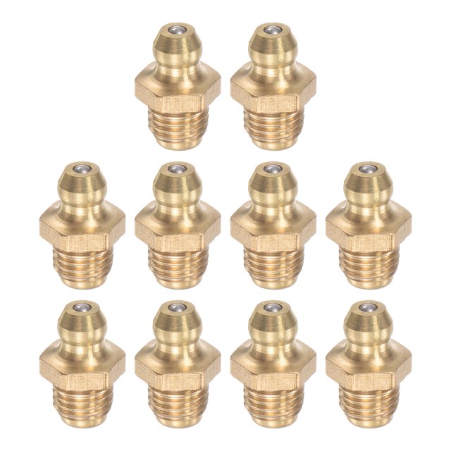 Unique Bargains Brass Straight Hydraulic Grease Fitting G5/16 Thread 10mm Width 10 Pack