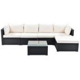 thumbnail image 3 of Outdoor Furniture All-Weather Sectional Wicker Sofa Set with Washable Cushions and Coffee Table, 6 Pcs Outdoor PE Rattan All Weather Conversation Set for Patio Deck Garden Poolside Yard, 3 of 8