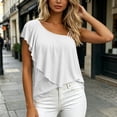 thumbnail image 5 of Posijego Ruffle Tank Tops for Women One Shoulder Elegant Blouses Casual Summer Shirts Sleeveless Stretch Slim Tank Tops, 5 of 9