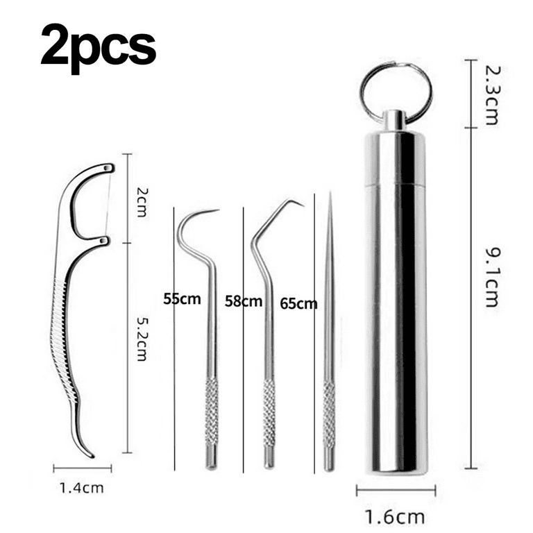 ONLYKXY 5pcs Portable Stainless Steel Toothpicks Golden Pocket Toothpick  Holder Reusable Metal Fruit Stick Cocktail Pick for Outdoor Picnic Camping