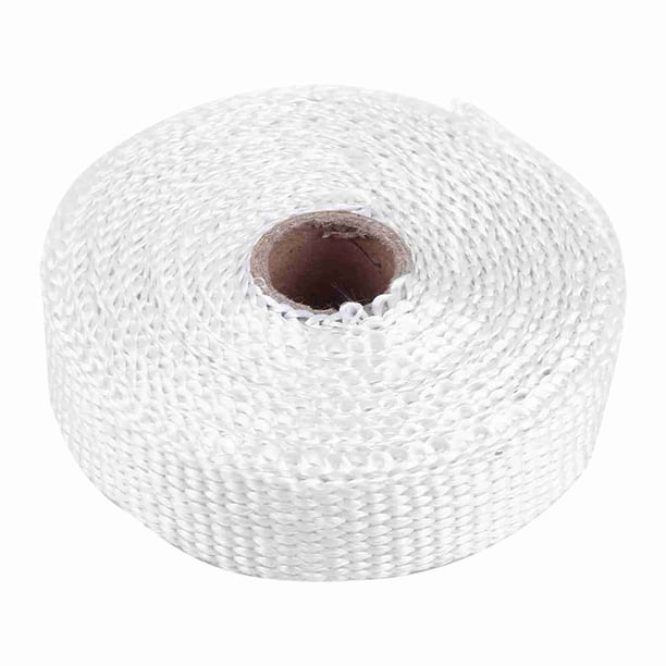 Cinta aislante para escape de automóvil de 5 m con 4 bridas de acero inoxidable de color blanco