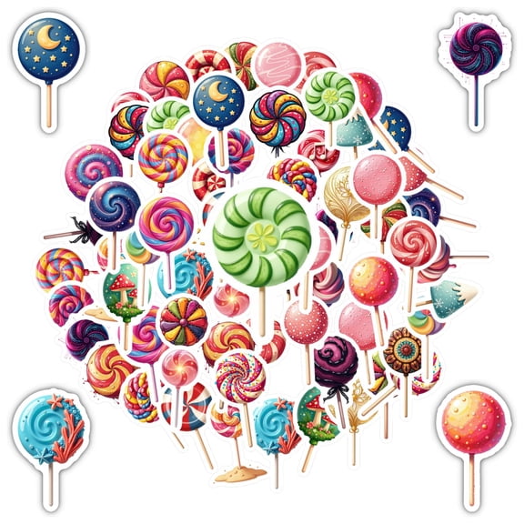 35pcs-50pcs Colorful Lollipop Stationery Stickers Sweet Kids Stickers DIY Stickers for Notebooks Laptops