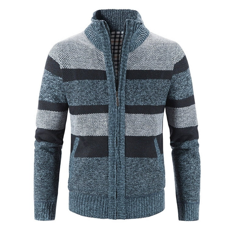 Casual Stripe Stitching Stand Collar Knitting Sweater Casual Stripe Stitching Stand Collar Knitting Sweater