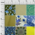 thumbnail image 2 of oneOone Polyester Spandex Lime Green Fabric Asian Mix Floral Craft Projects Decor Fabric Printed By The Yard 56 Inch Wide, 2 of 4