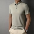 thumbnail image 4 of Seamless Silk-Like Men's Polo Shirt Solid Color Business T-Shirt, 4 of 9