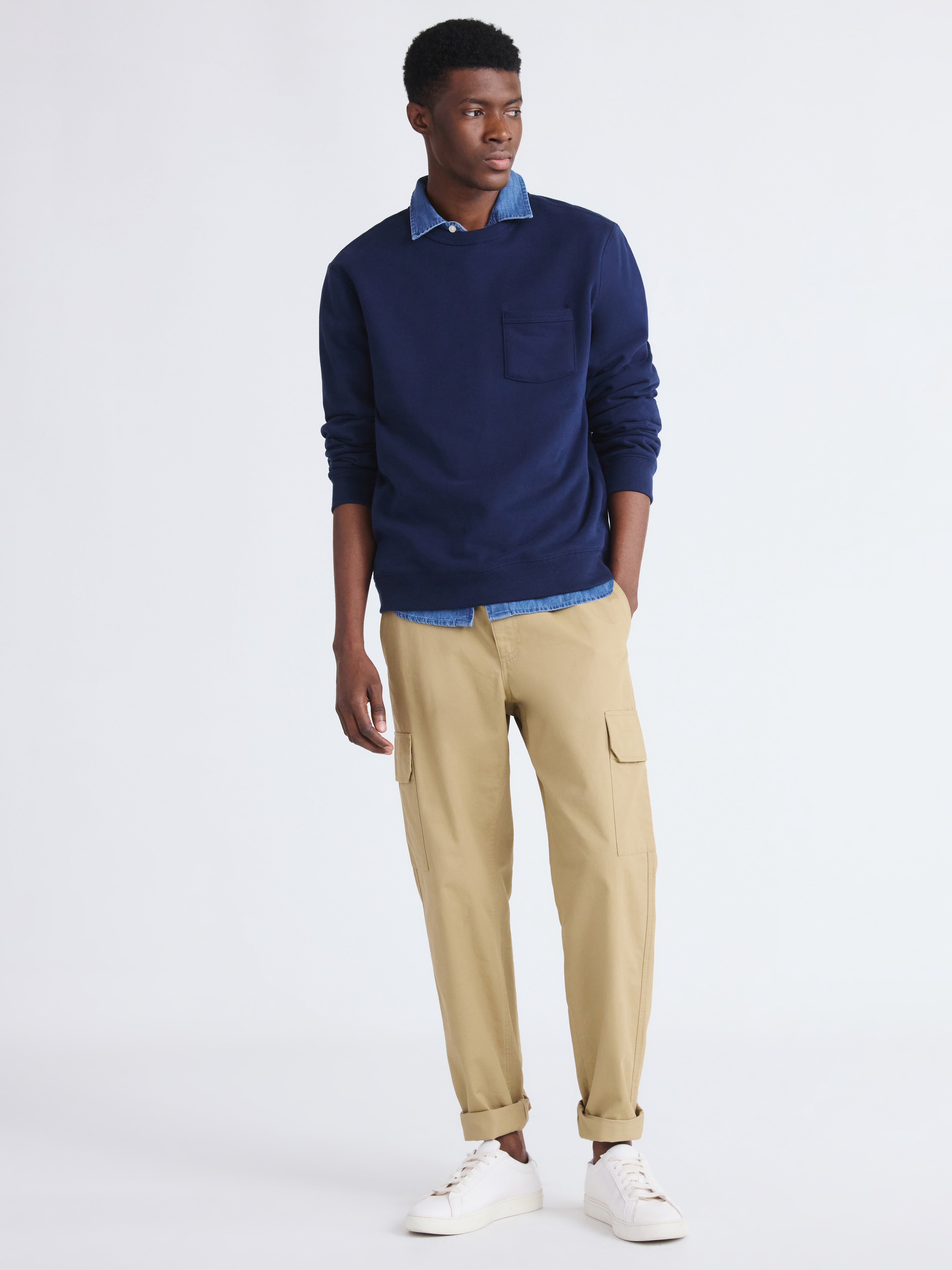Free Assembly Men's Fleece Crewneck Sweatshirt with Long Sleeves, Sizes XS-3XL