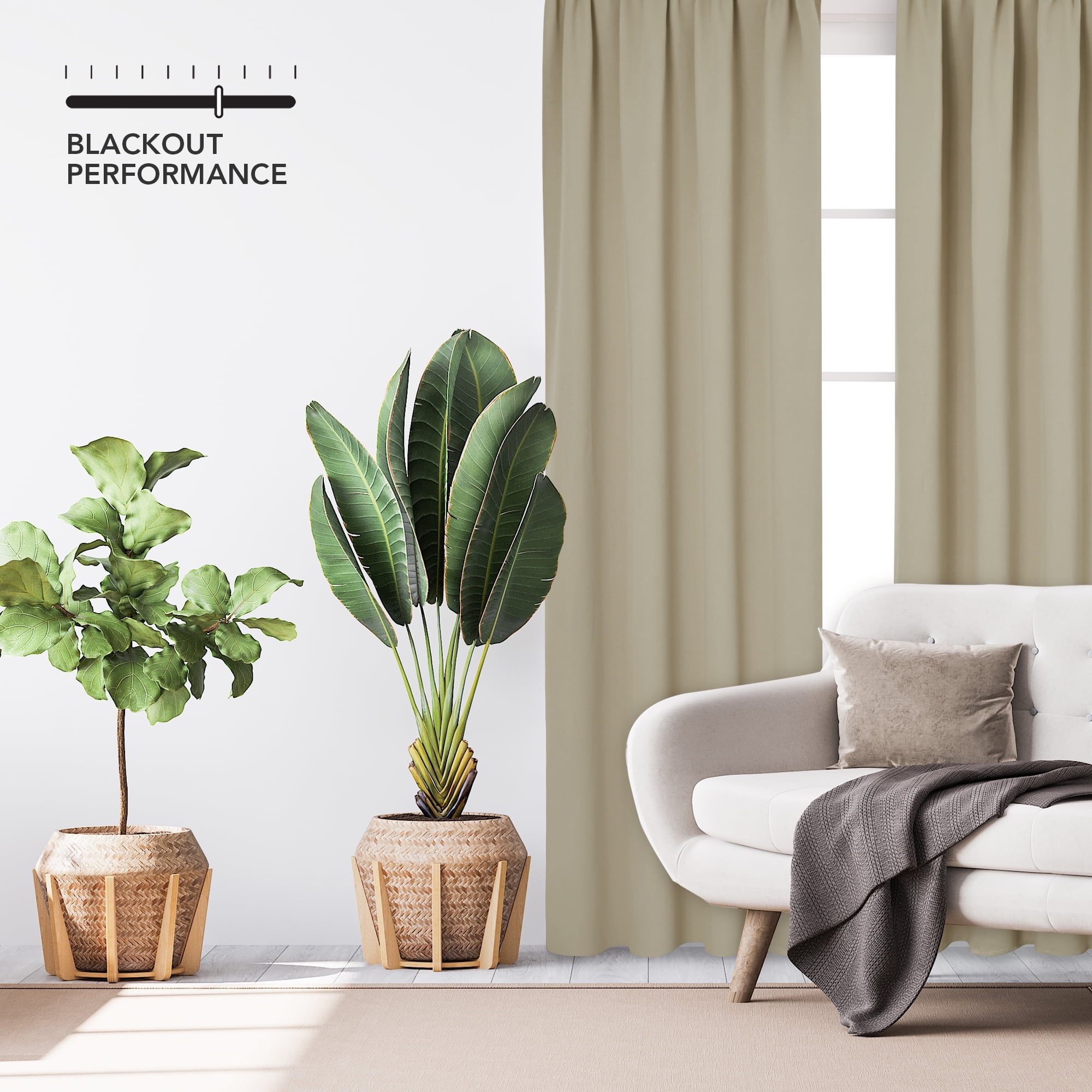 ZOPZO Bedroom Blackout Curtains Rod Pocket Light Blocking Window Curtains for Living Room 52 x 72 inch Beige 2 Pieces