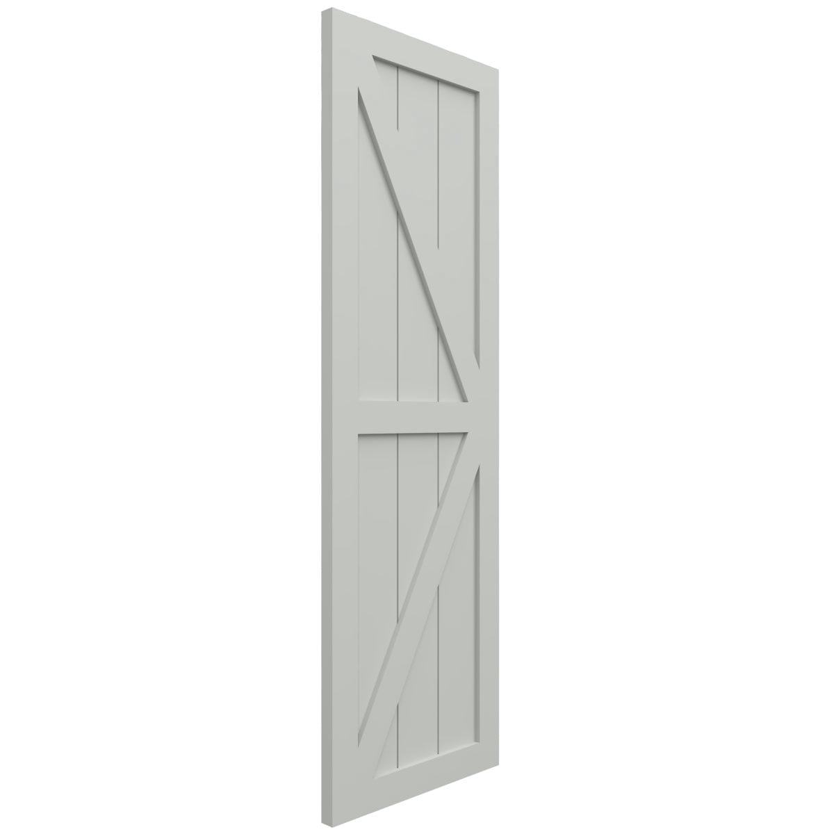 Ekena Millwork 15"W x 66"H True Fit PVC Two Equal Panel Farmhouse Fixed Mount Shutters w/ Z-Bar, Hailstorm Gray (Per Pair - Hardware Not Included)