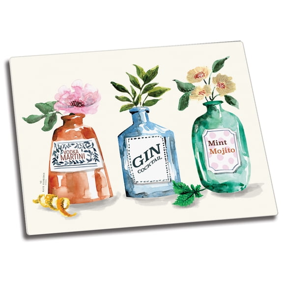 CounterArt Trendy Cocktails 3mm Tempered Glass Cutting Board