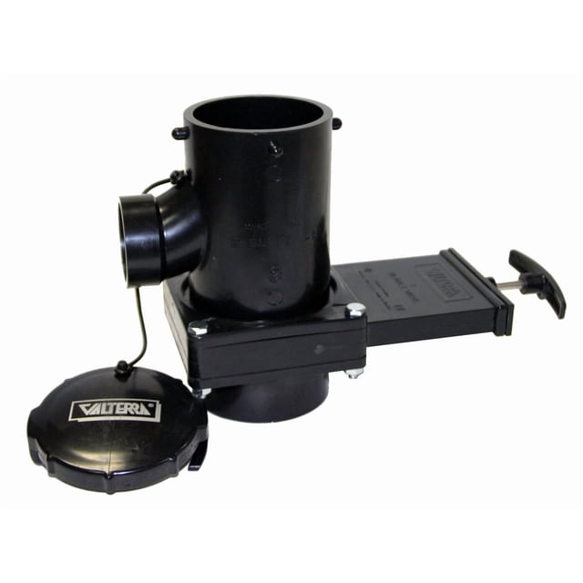 Valterra Valve de Déchets T11 pour Système d'Eau RV Noir; Pneumatique; Valve Droite Standard; 4 Pouces
