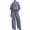 Blue, variant on Womens Two Piece Summer Outfits Casual Lounge Sets Zip-Up Round Neck Puff Sleeve Tops Drawstring Waist Wide Leg Pants with Pockets Daily Commute