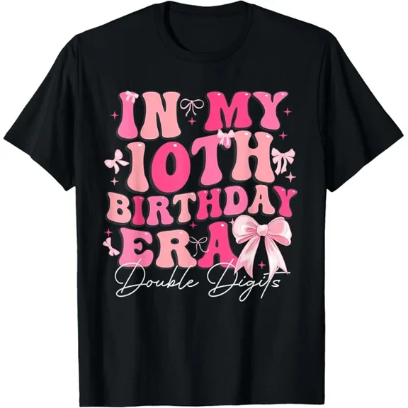 DOPASHIRT In My 10Th Birthday Era Double Digits Coquette Bow Bday Girl T-Shirt Unisex S-5XL Hot Trending Shirt, Vintage Birthday Gift