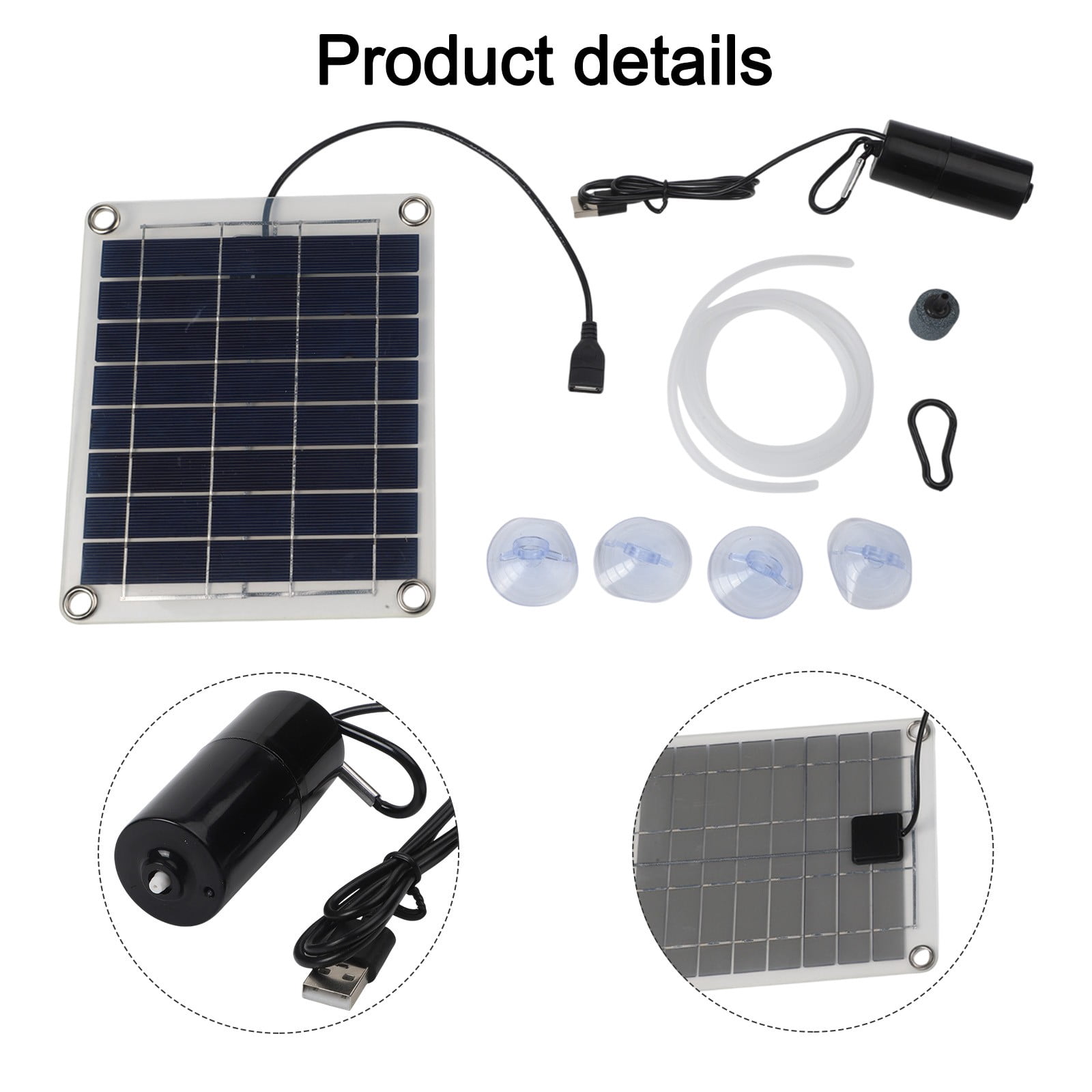 20W Outdoor Aquarium Fish Tank Oxygen Air Pump Portable Solar USB Oxygen Pump