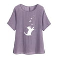 thumbnail image 6 of Riecok Short Sleeve Blouses for Girls Boy Collared Neck Shirt Kids Clothes Toddler Kids Boy Comfortable Loose Trendy Clothes Blouses Top Summer L Purple, 6 of 8