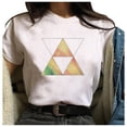 thumbnail image 1 of Pompotops Femmes Mode Géométrique Graphique Imprimé Harajuku Femme Col Rond en Vrac T-shirt, 1 of 8