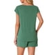 thumbnail image 3 of Conjunto de lounge de 2 piezas para mujer INSPIRE CHIC, suéter de punto, camiseta de manga corta y pantalones cortos, pijama, 2XL, verde, 3 of 5