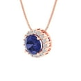 thumbnail image 2 of Clara Pucci 18K Rose Solid Hypoallergenic Gold 1.16Ct Tanzanite Round Brilliant Cut Halo Designer Necklace Pendant For December, 2 of 6