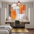 thumbnail image 5 of Burnt Orange Grey Kitchen Curtains 84 Inch Length, Modern Oil Painted Abstract Art Grommet Top Bedroom Living Room Curtains, Light Filtering Cafe Curtain Drapes 2 Panels Set 104''x84'', 5 of 9