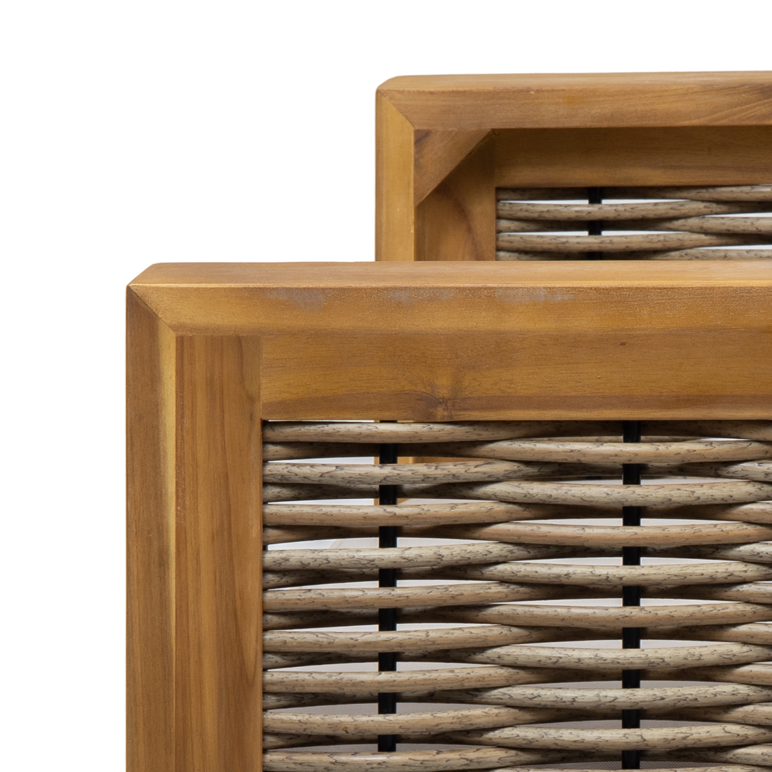 Outdoor Acacia Wood Chat Set, Teak, Mixed Brown
