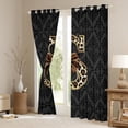 thumbnail image 3 of Homewish Bow Letter Monogrammed S Black Out Curtains for Teens,Leopard Print Curtains Pack of 2 (42x63 Each),Abstract Bohemian Damask Bedroom Curtains,Breathable Home Decor, 3 of 6