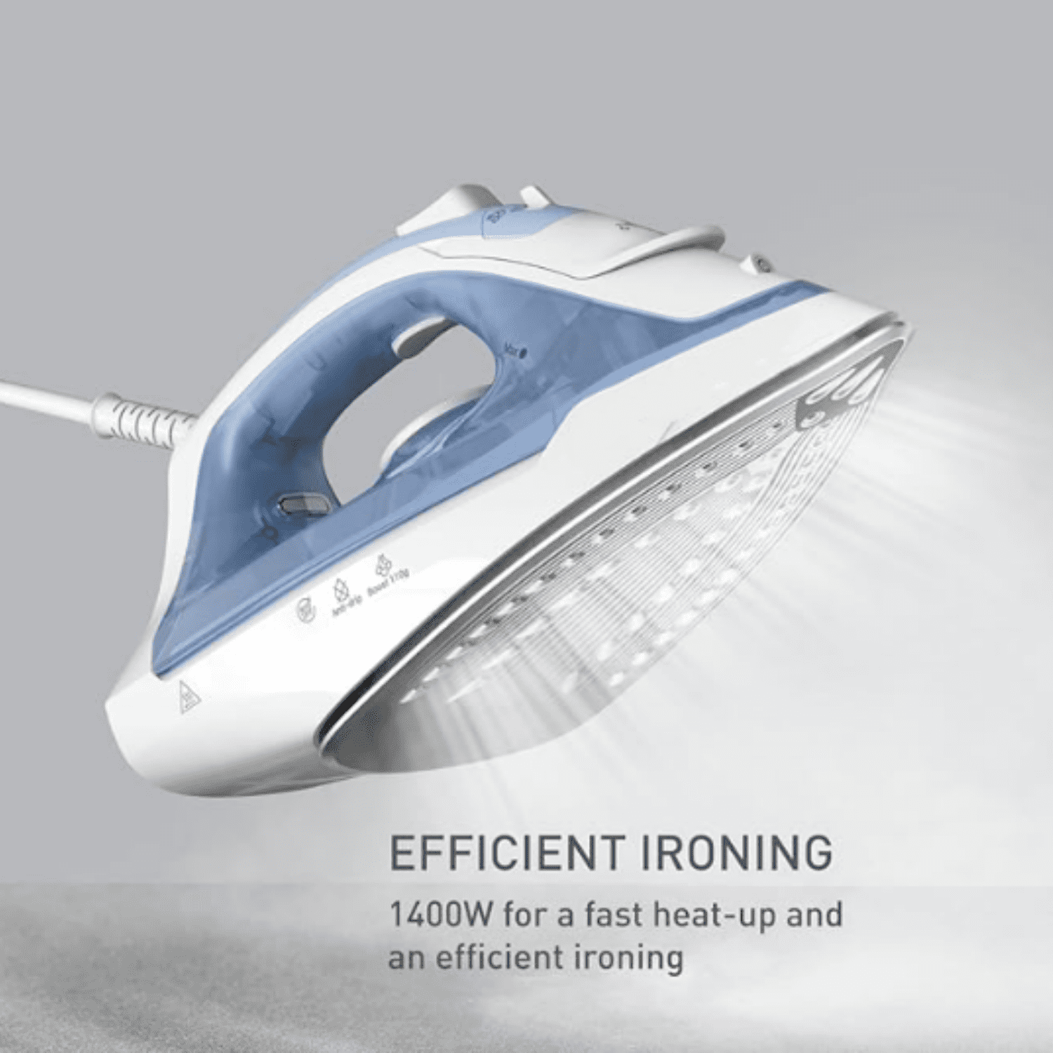 Steam Iron for Clothes Garment Steamer, Burst of Steam & Spray, Portable Iron and Steamer for Clothes, Ceramic Nonstick Soleplate, 1400 Watts, Anti-Drip, Auto-Off, Easy Ironing, Blue